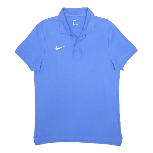 NIKE Mens Blue Short Sleeve Plain Polo Shirt M Cotton Sports Casual Top