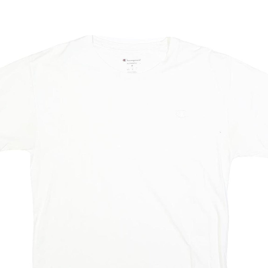 CHAMPION Mens White Classic Logo T-Shirt M Short Sleeve Crew Neck Cotton Blend
