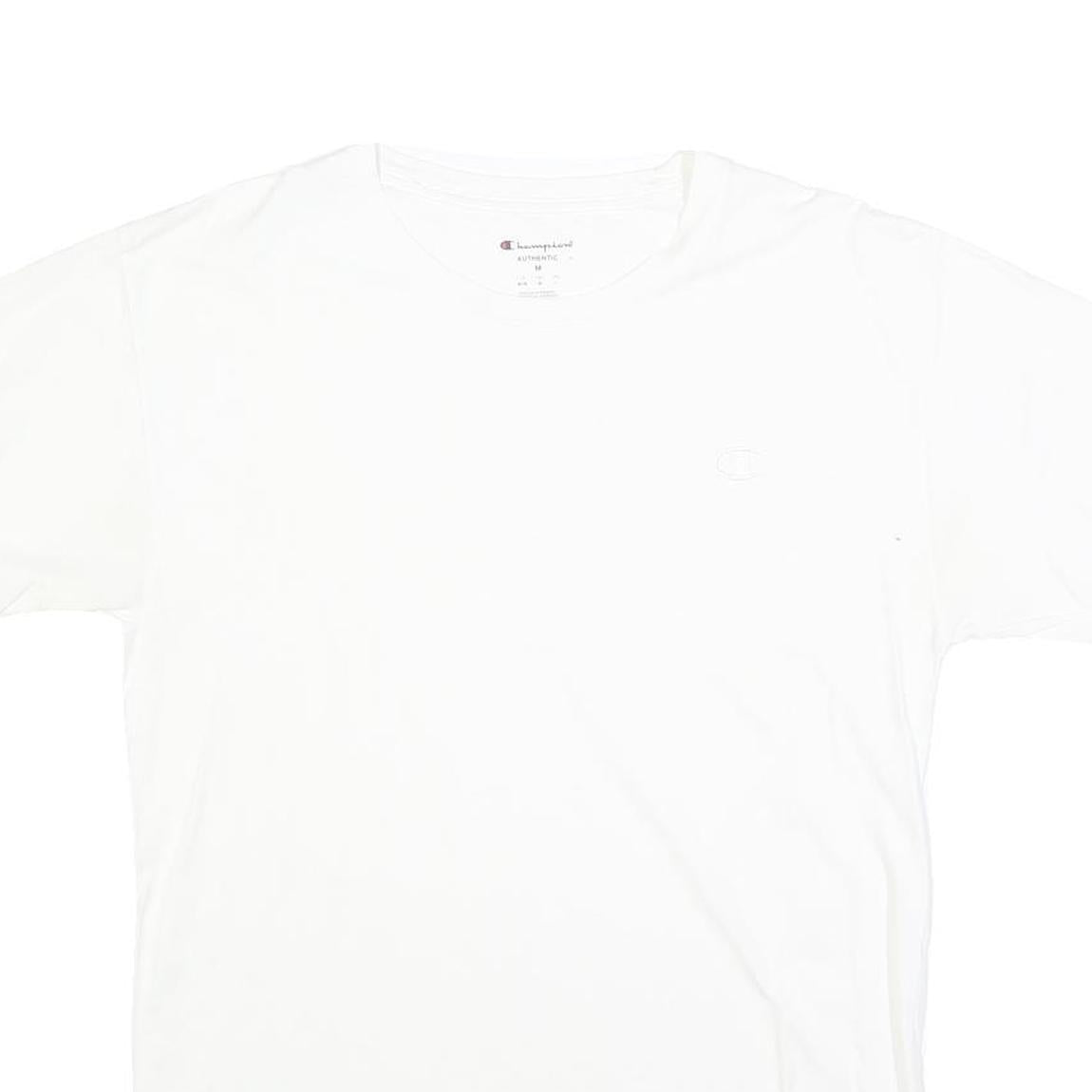 CHAMPION Mens White Classic Logo T-Shirt M Short Sleeve Crew Neck Cotton Blend