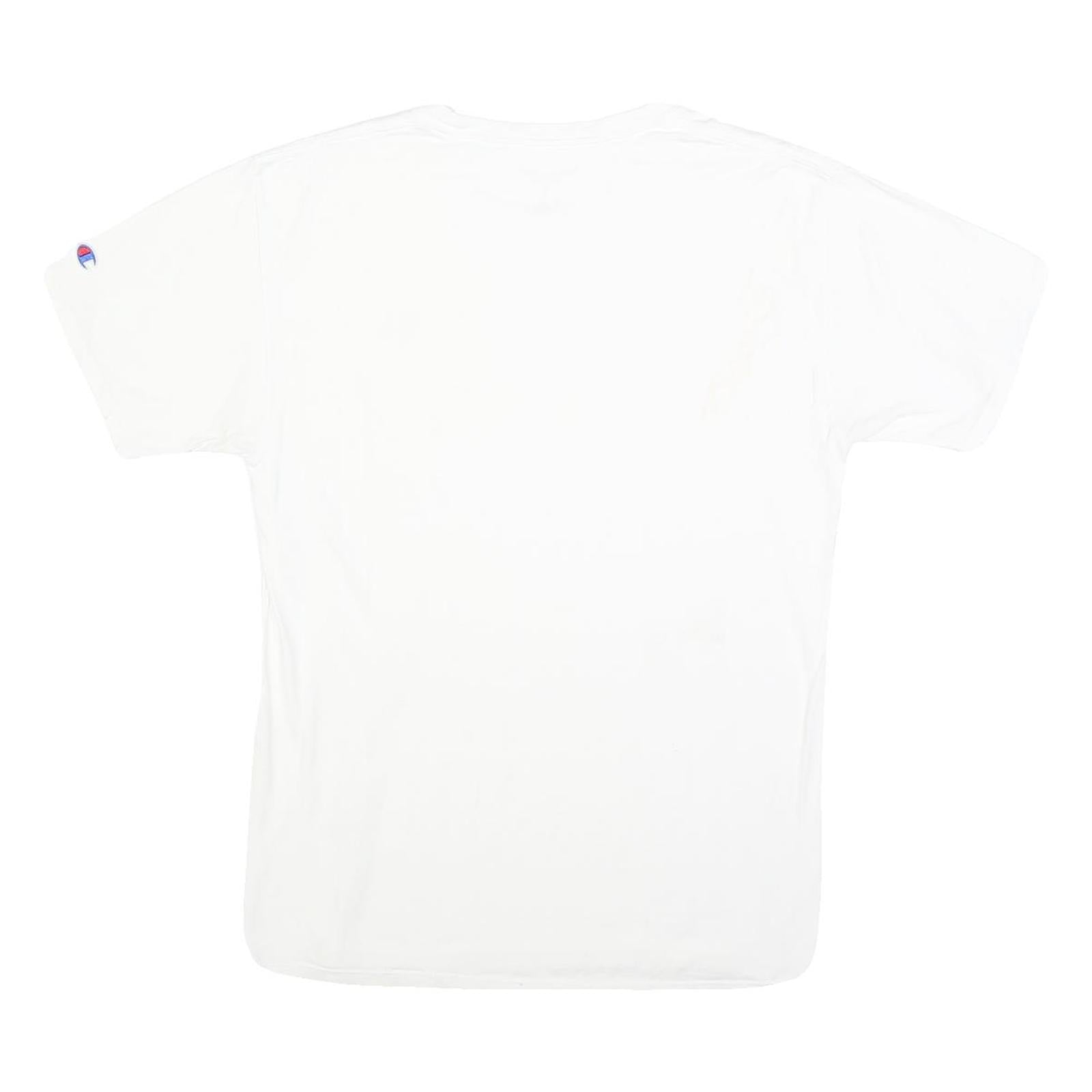 CHAMPION Mens White Classic Logo T-Shirt M Short Sleeve Crew Neck Cotton Blend