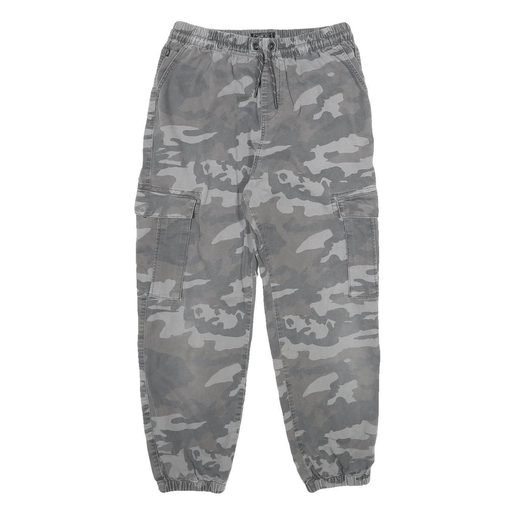 NEXT Womens Cotton Blend Grey Camouflage Regular Fit Cargo Trousers W26 L26