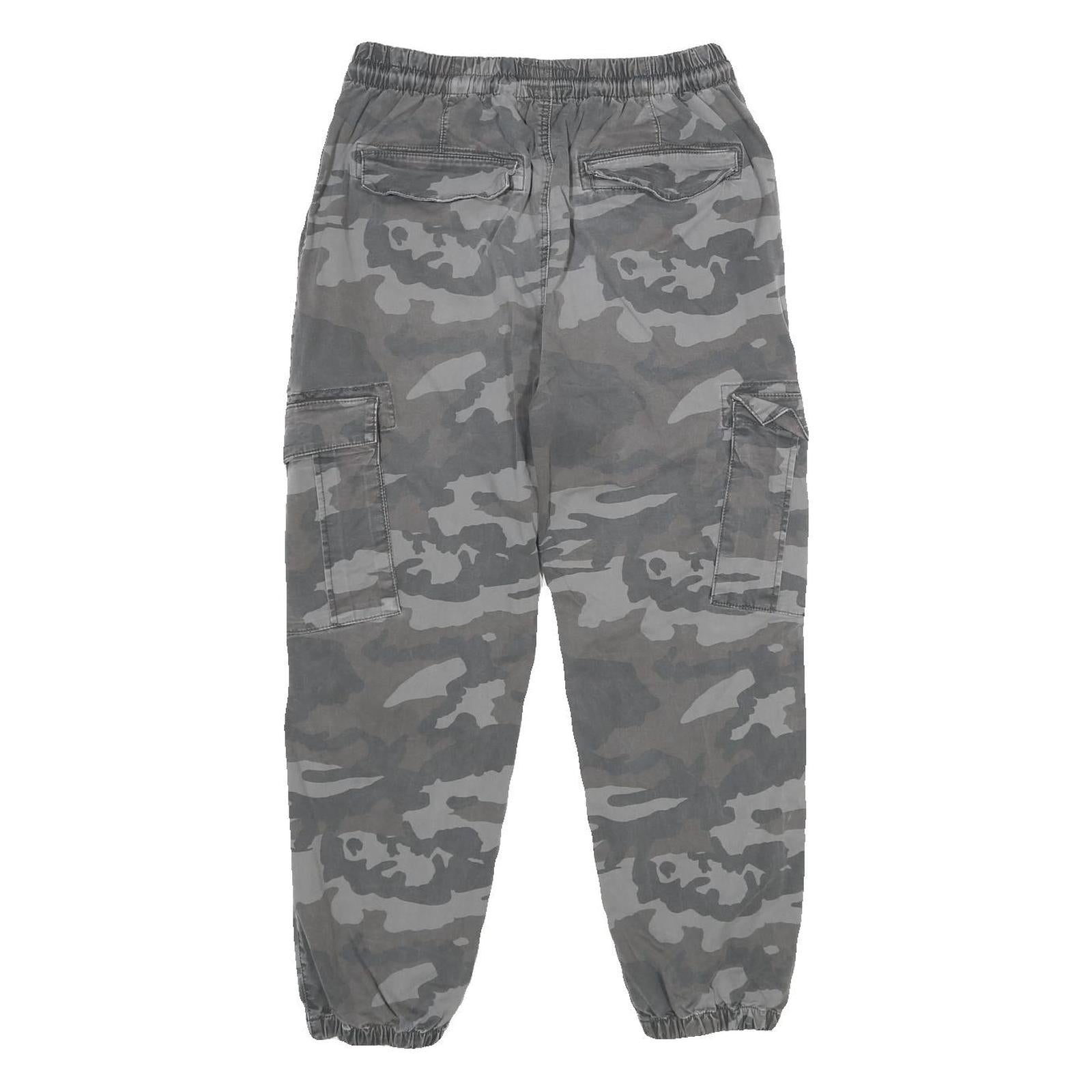 NEXT Womens Cotton Blend Grey Camouflage Regular Fit Cargo Trousers W26 L26