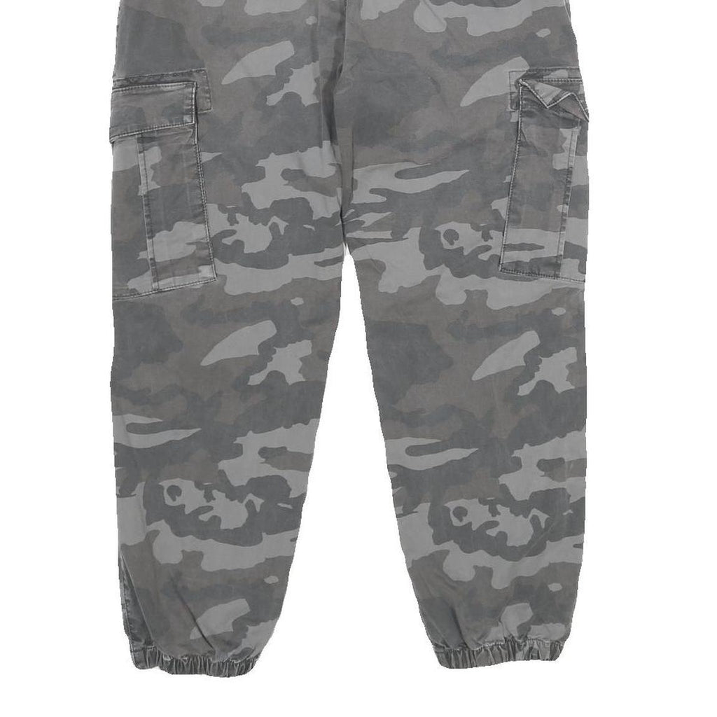 NEXT Womens Cotton Blend Grey Camouflage Regular Fit Cargo Trousers W26 L26