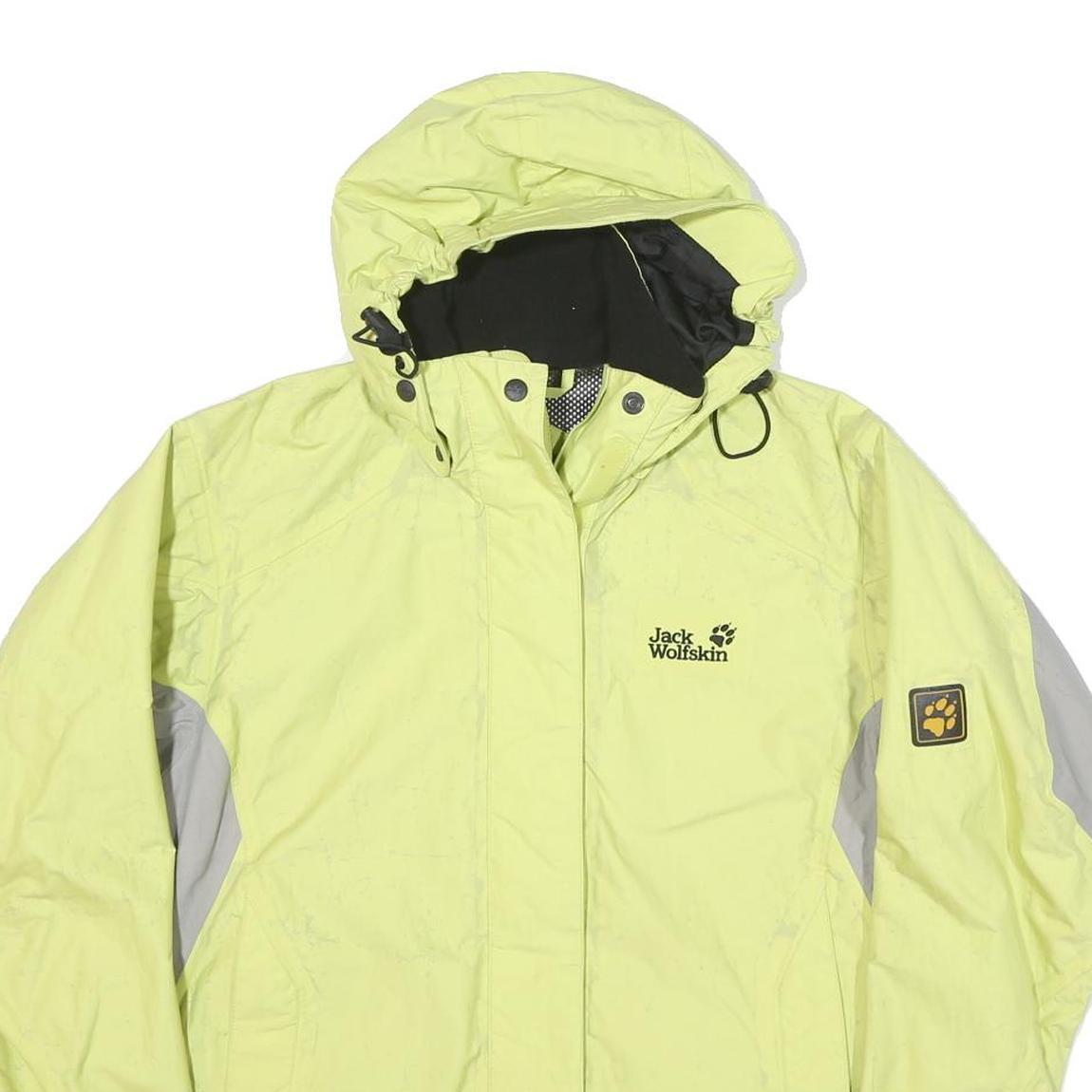 JACK WOLFSKIN Womens Yellow & Grey Outdoor Jacket UK 10 Polyester Blend Zip