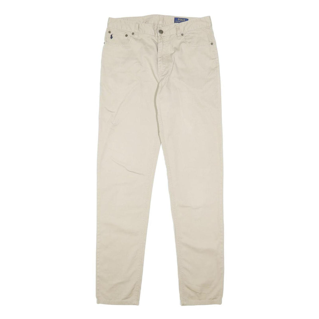 POLO RALPH LAUREN Boys Cotton Slim Beige Trousers W30 L32 Casual Zip Closure