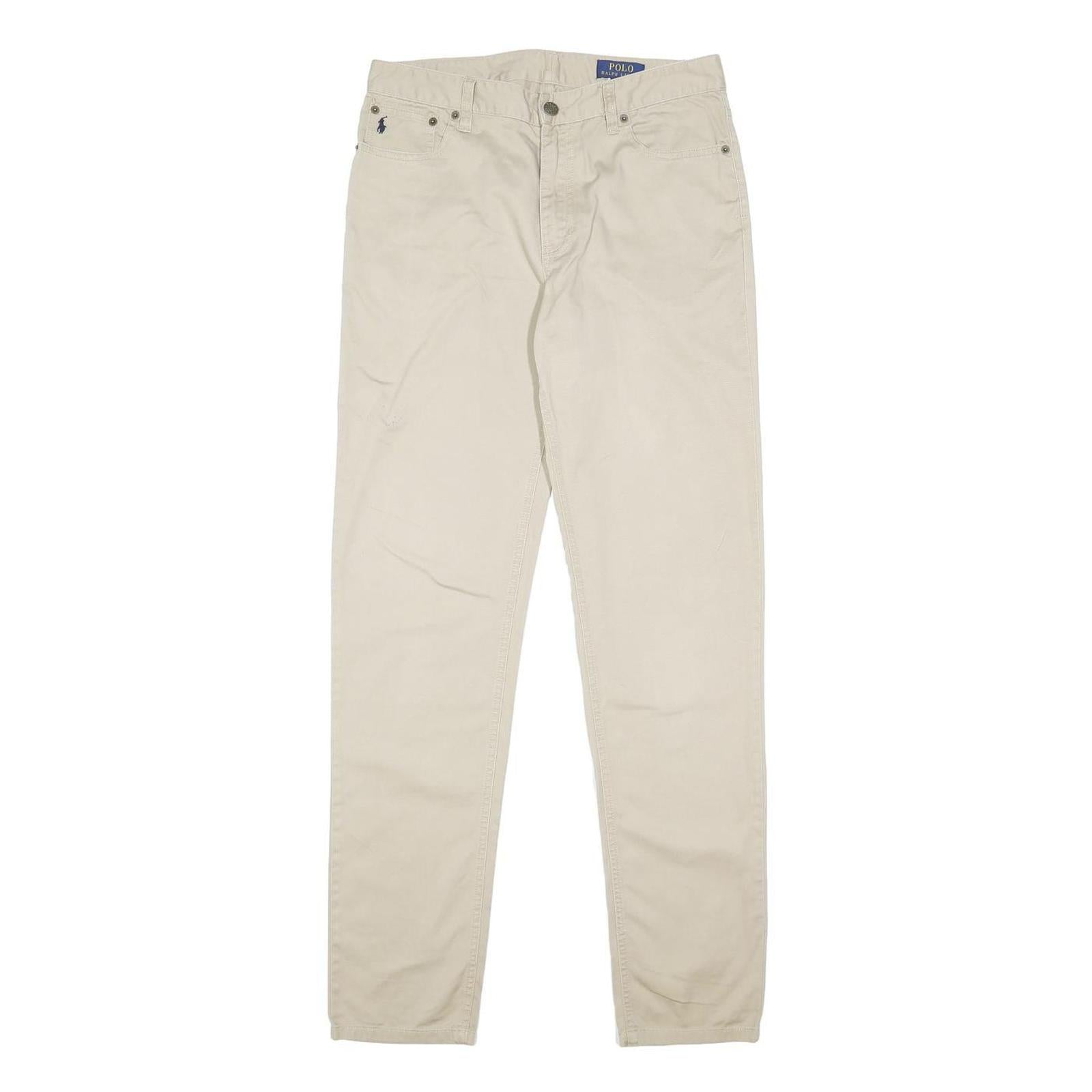 POLO RALPH LAUREN Boys Cotton Slim Beige Trousers W30 L32 Casual Zip Closure