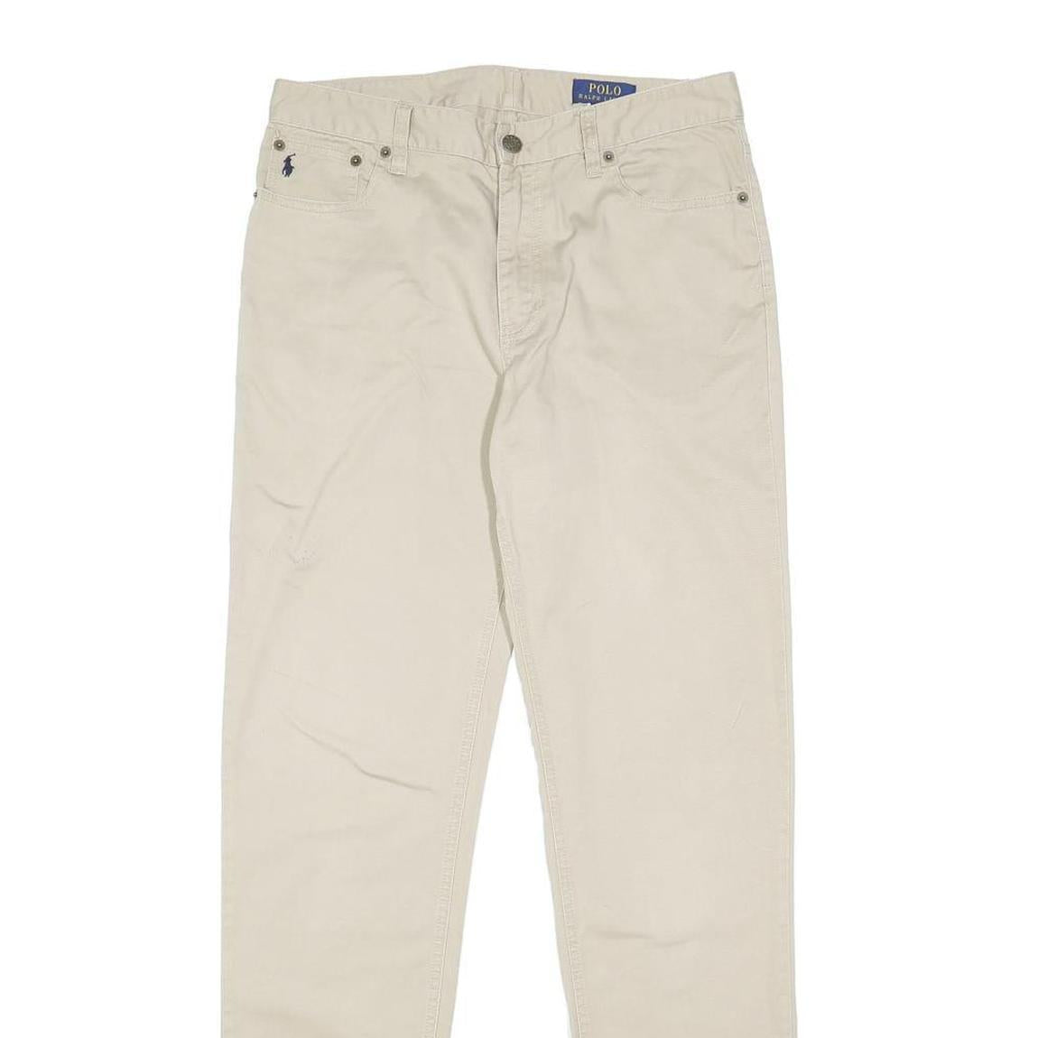POLO RALPH LAUREN Boys Cotton Slim Beige Trousers W30 L32 Casual Zip Closure