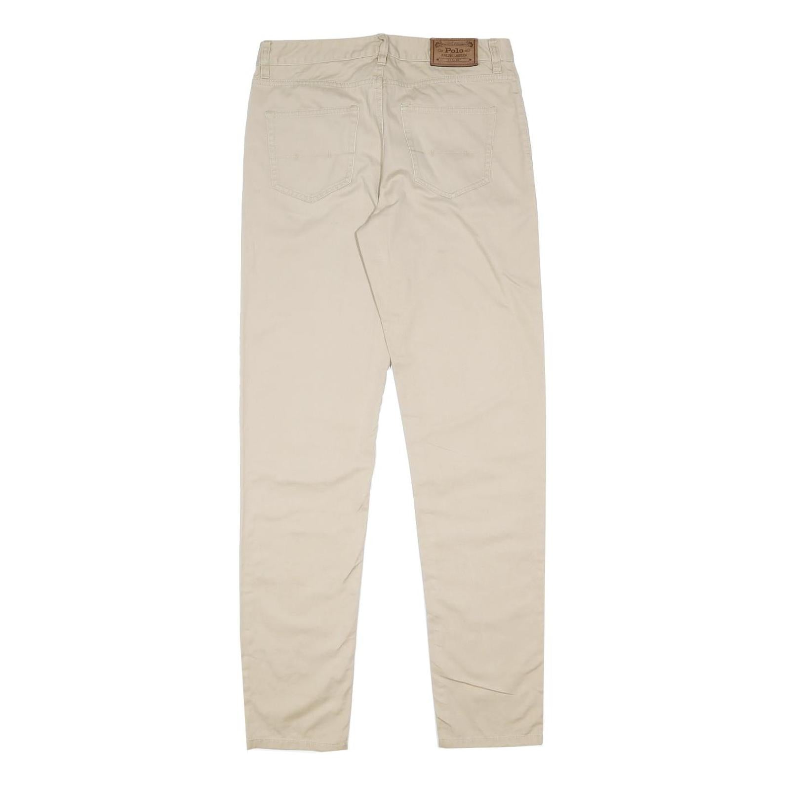POLO RALPH LAUREN Boys Cotton Slim Beige Trousers W30 L32 Casual Zip Closure