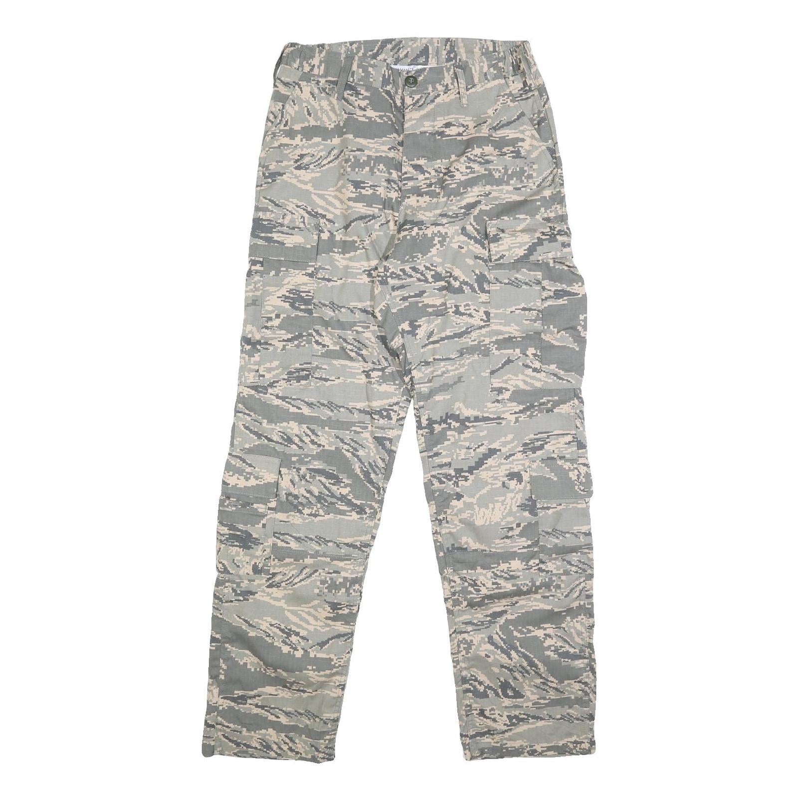 VANGUARD Mens Cotton Blend Grey & Cream Camouflage Regular Fit Cargo Trousers