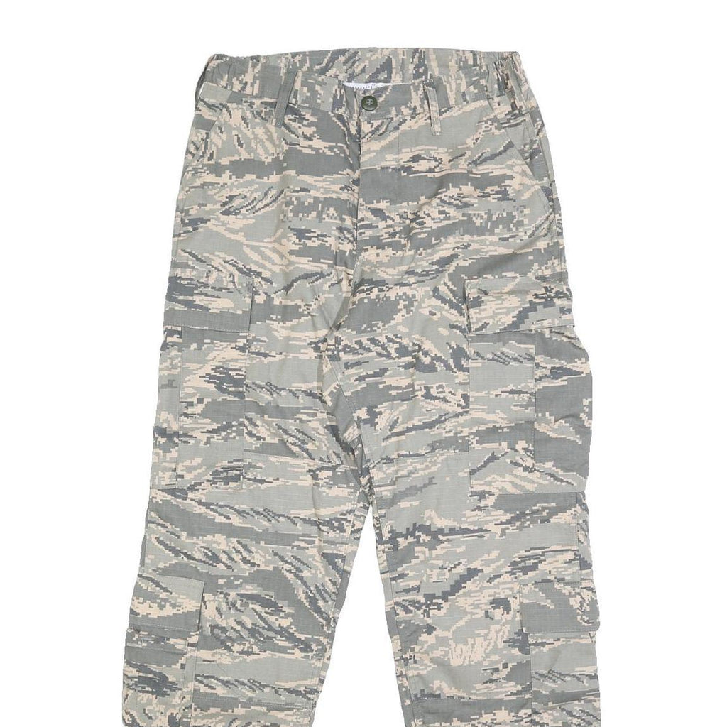 VANGUARD Mens Cotton Blend Grey & Cream Camouflage Regular Fit Cargo Trousers