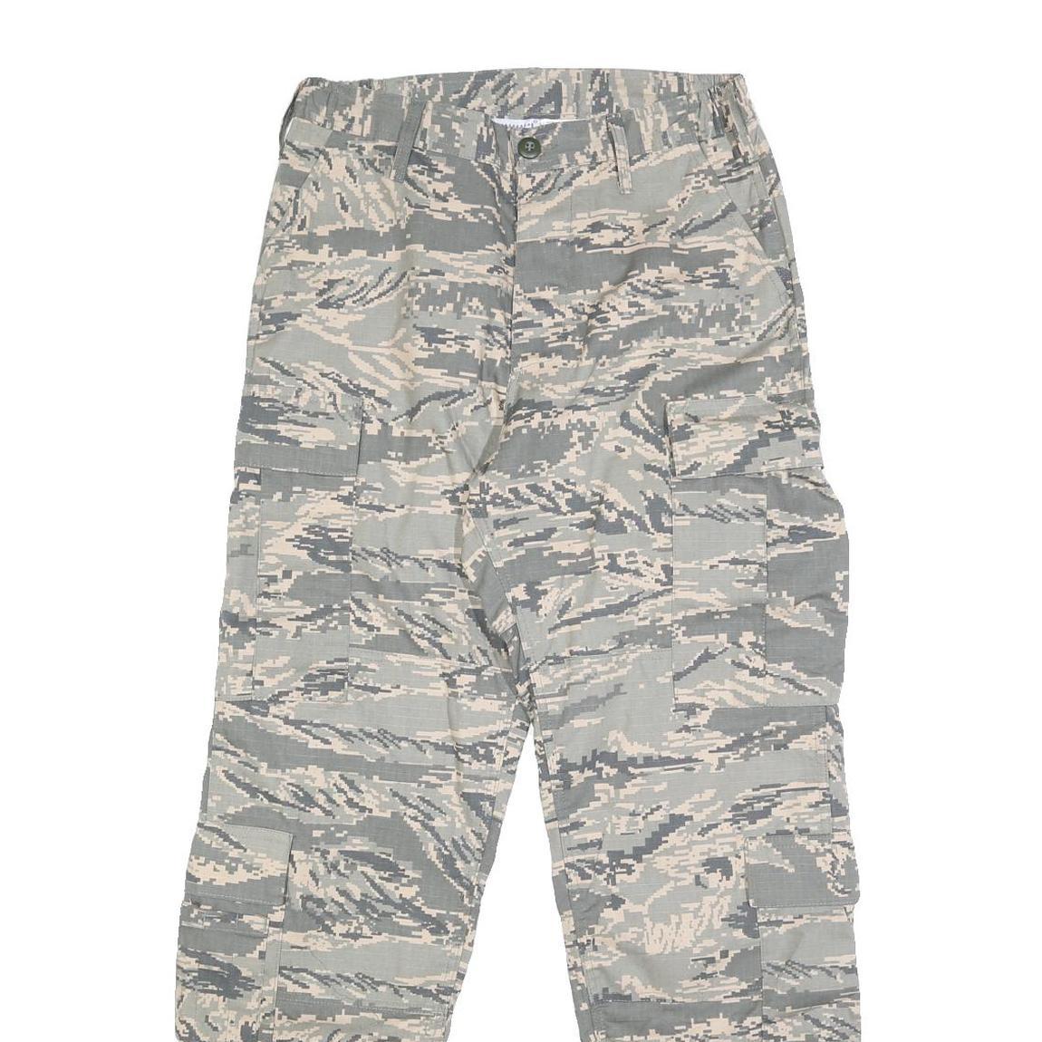 VANGUARD Mens Cotton Blend Grey & Cream Camouflage Regular Fit Cargo Trousers