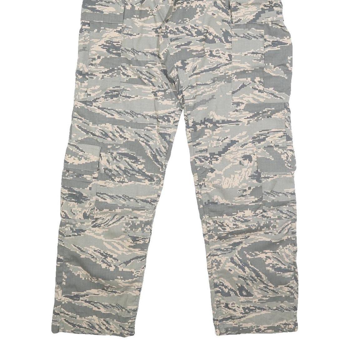 VANGUARD Mens Cotton Blend Grey & Cream Camouflage Regular Fit Cargo Trousers