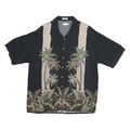 PIERRE CARDIN Mens Black Beige Tropical Rayon Shirt 2XL Button Pattern Casual
