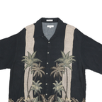 PIERRE CARDIN Mens Black Beige Tropical Rayon Shirt 2XL Button Pattern Casual