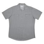 WRANGLER Mens Grey Pattern Short Sleeve Shirt XL Button Front Cotton Blend