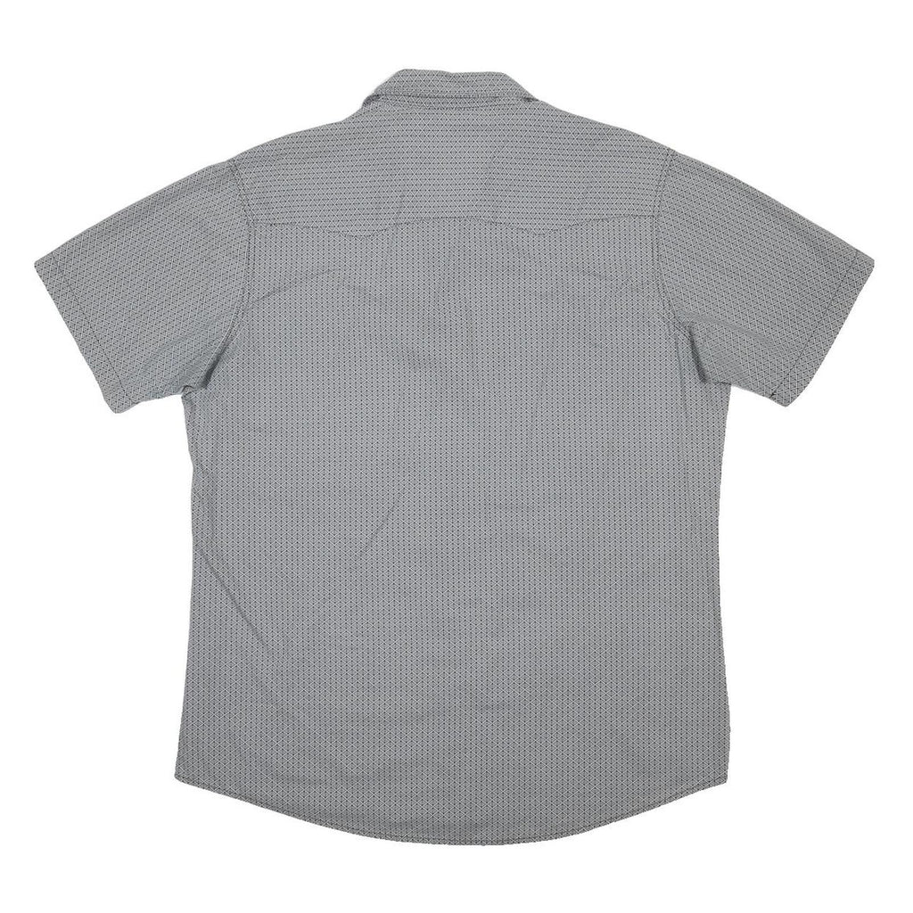 WRANGLER Mens Grey Pattern Short Sleeve Shirt XL Button Front Cotton Blend