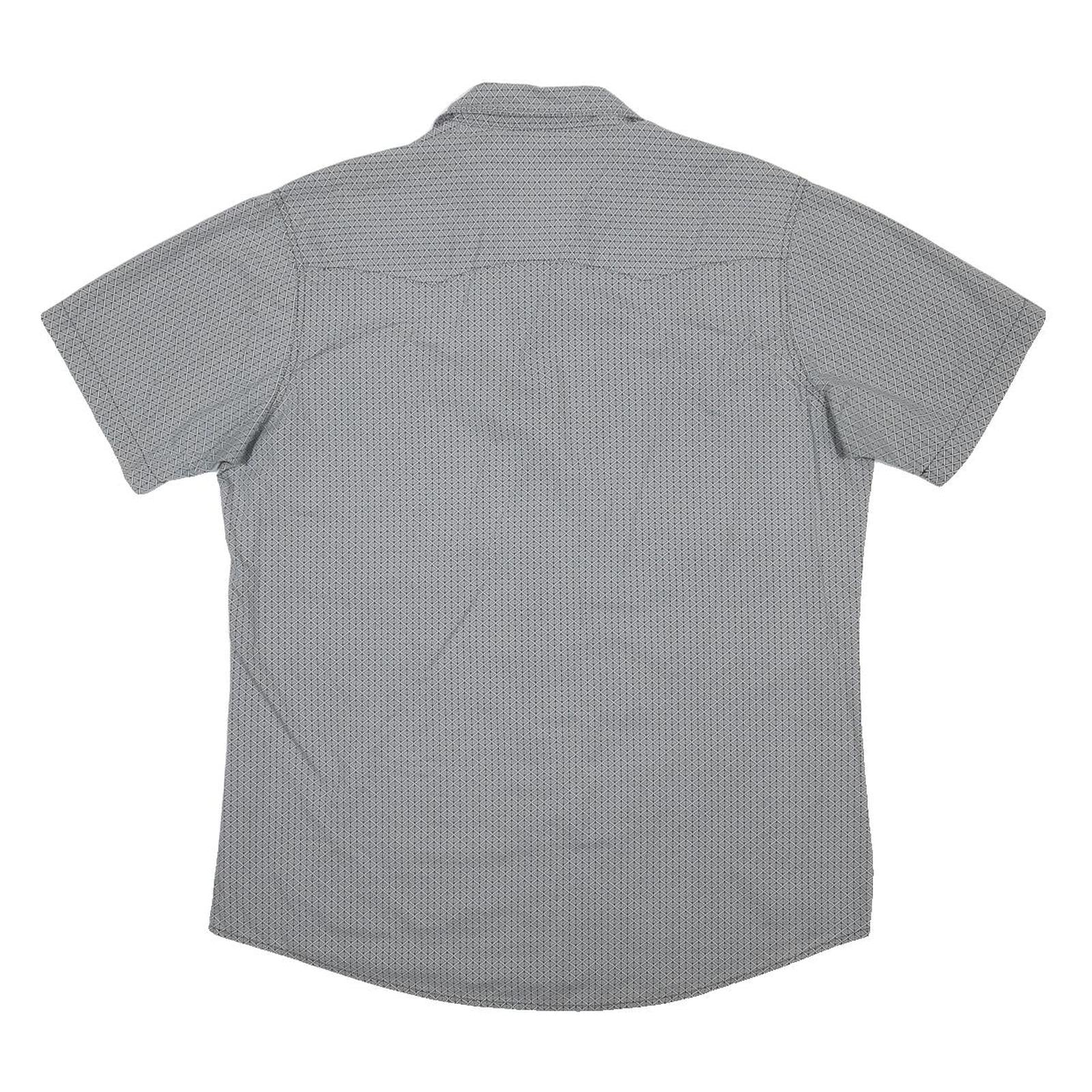 WRANGLER Mens Grey Pattern Short Sleeve Shirt XL Button Front Cotton Blend