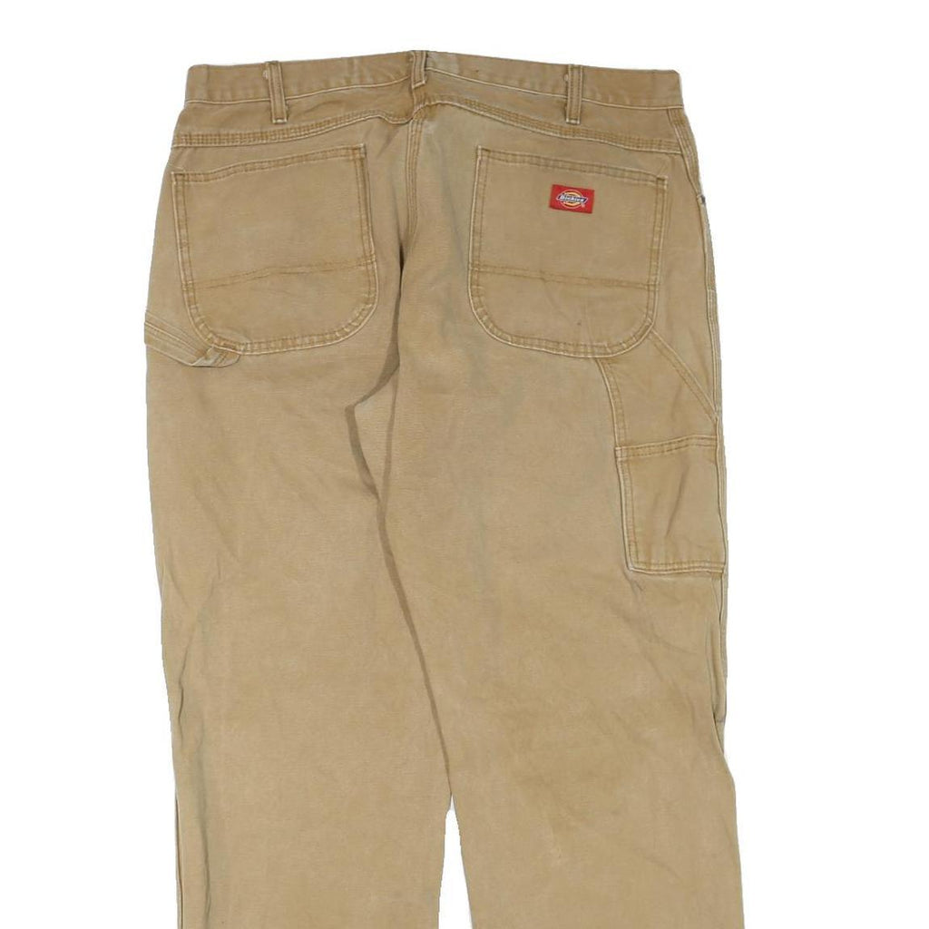 DICKIES Mens Jeans Beige Regular Straight Denim W36 L32 Workwear Zip Closure