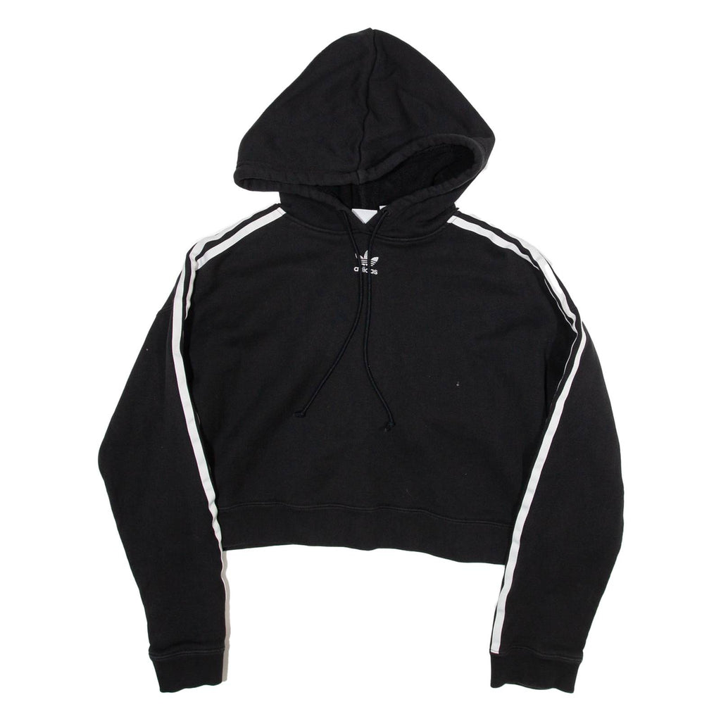 ADIDAS Cropped Womens Black Hoodie UK 8