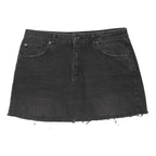BDG Womens Black Denim Mini Cotton Blend Skirt Raw Hem Size L Casual Stylish