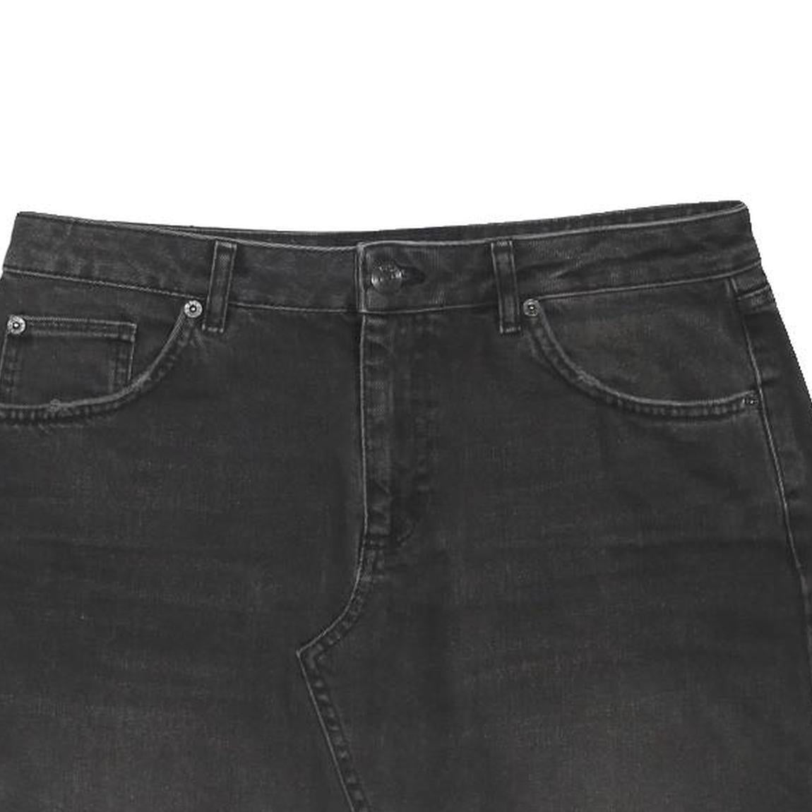 BDG Womens Black Denim Mini Cotton Blend Skirt Raw Hem Size L Casual Stylish