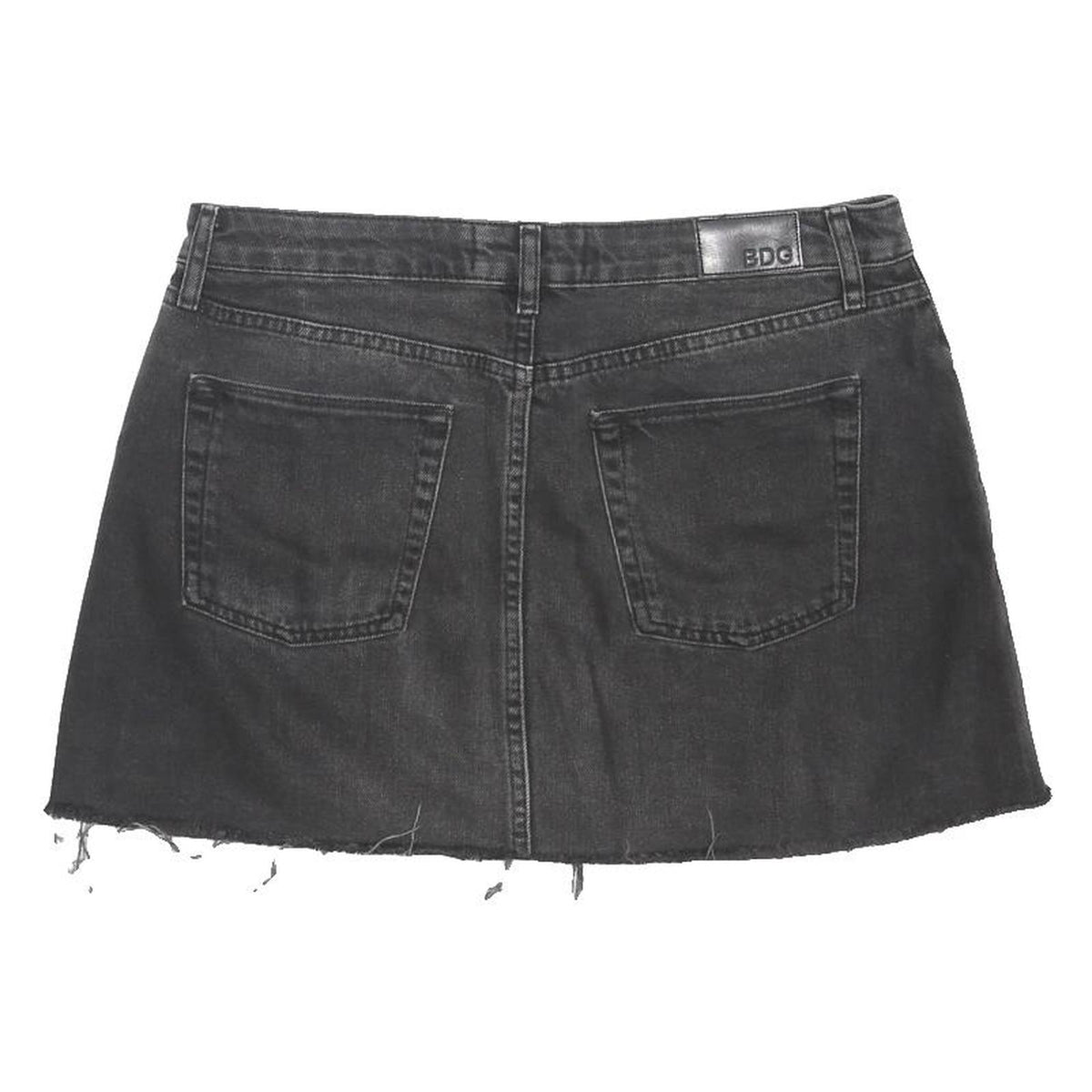 BDG Womens Black Denim Mini Cotton Blend Skirt Raw Hem Size L Casual Stylish