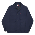 TOMMY HILFIGER Mens Navy Blue Jacket S Nylon Casual Zip Up Patch Pockets
