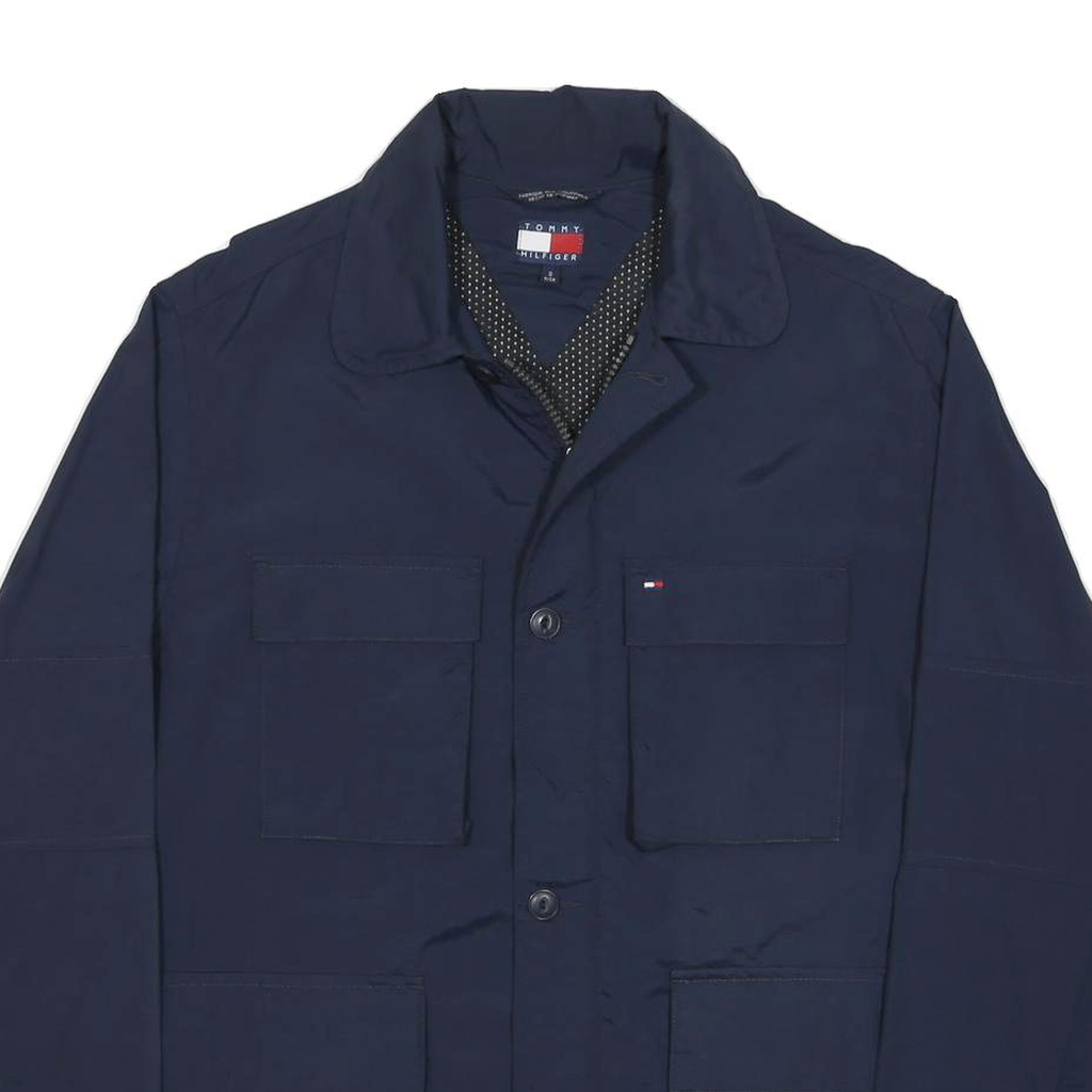TOMMY HILFIGER Mens Navy Blue Jacket S Nylon Casual Zip Up Patch Pockets