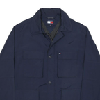 TOMMY HILFIGER Mens Navy Blue Jacket S Nylon Casual Zip Up Patch Pockets