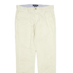 TOMMY HILFIGER Mens Cotton Cream Regular Straight Trousers W32 L31 Casual