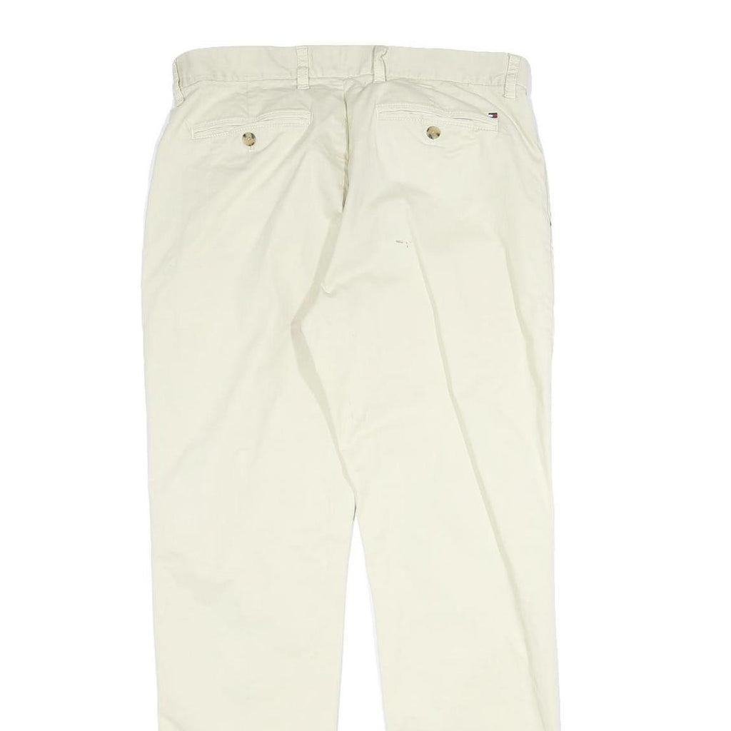 TOMMY HILFIGER Mens Cotton Cream Regular Straight Trousers W32 L31 Casual