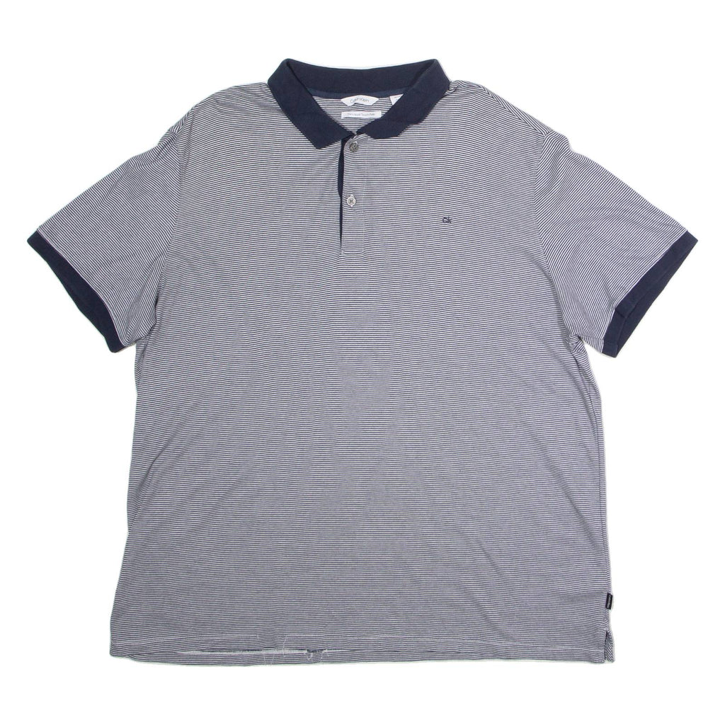 CALVIN KLEIN Mens Polo Shirt Blue Striped 2XL