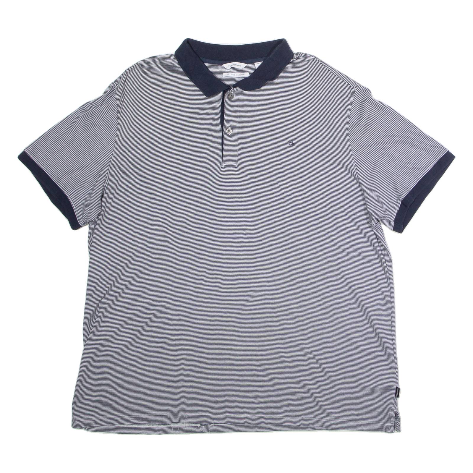 CALVIN KLEIN Mens Polo Shirt Blue Striped 2XL