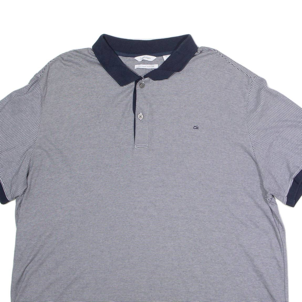 CALVIN KLEIN Mens Polo Shirt Blue Striped 2XL