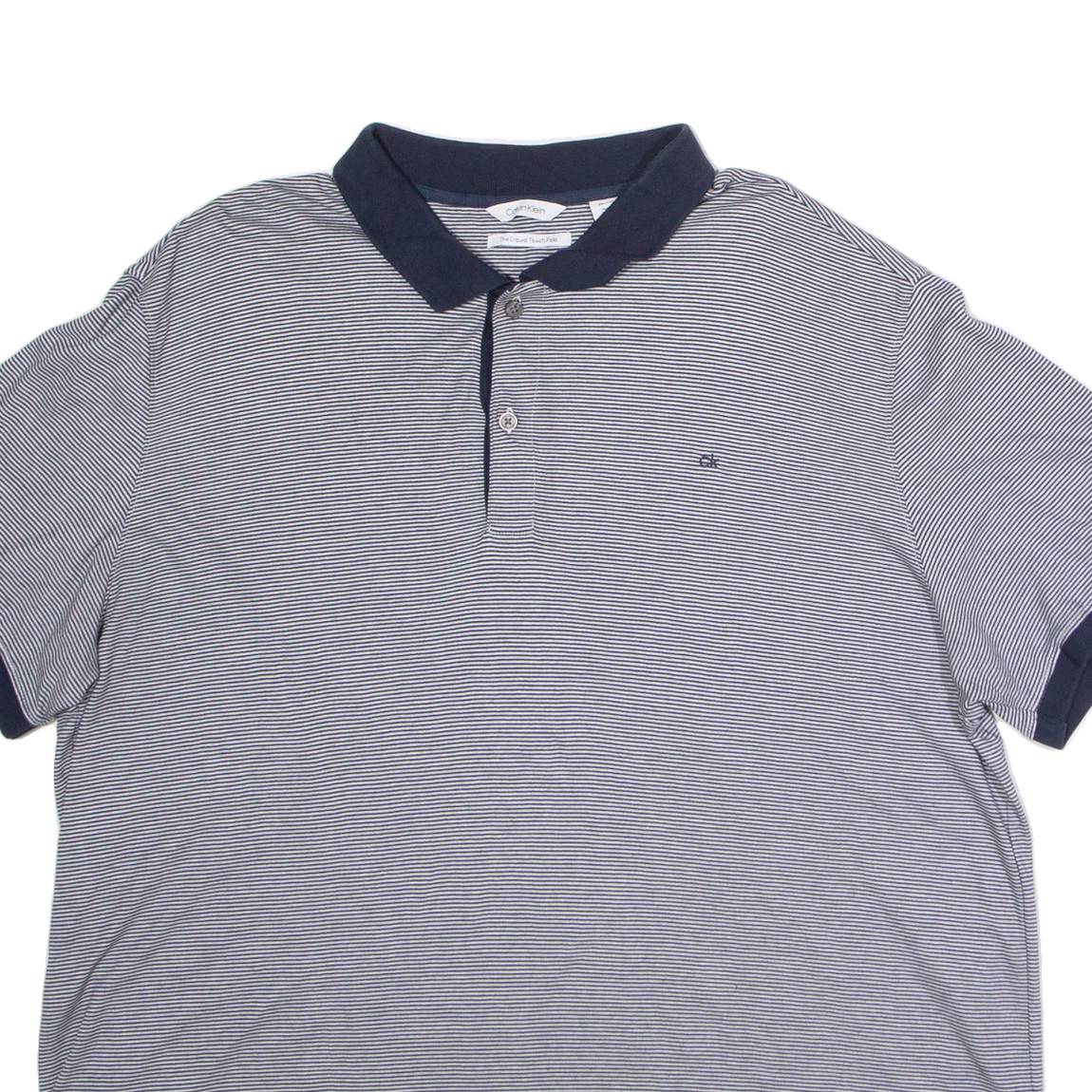 CALVIN KLEIN Mens Polo Shirt Blue Striped 2XL