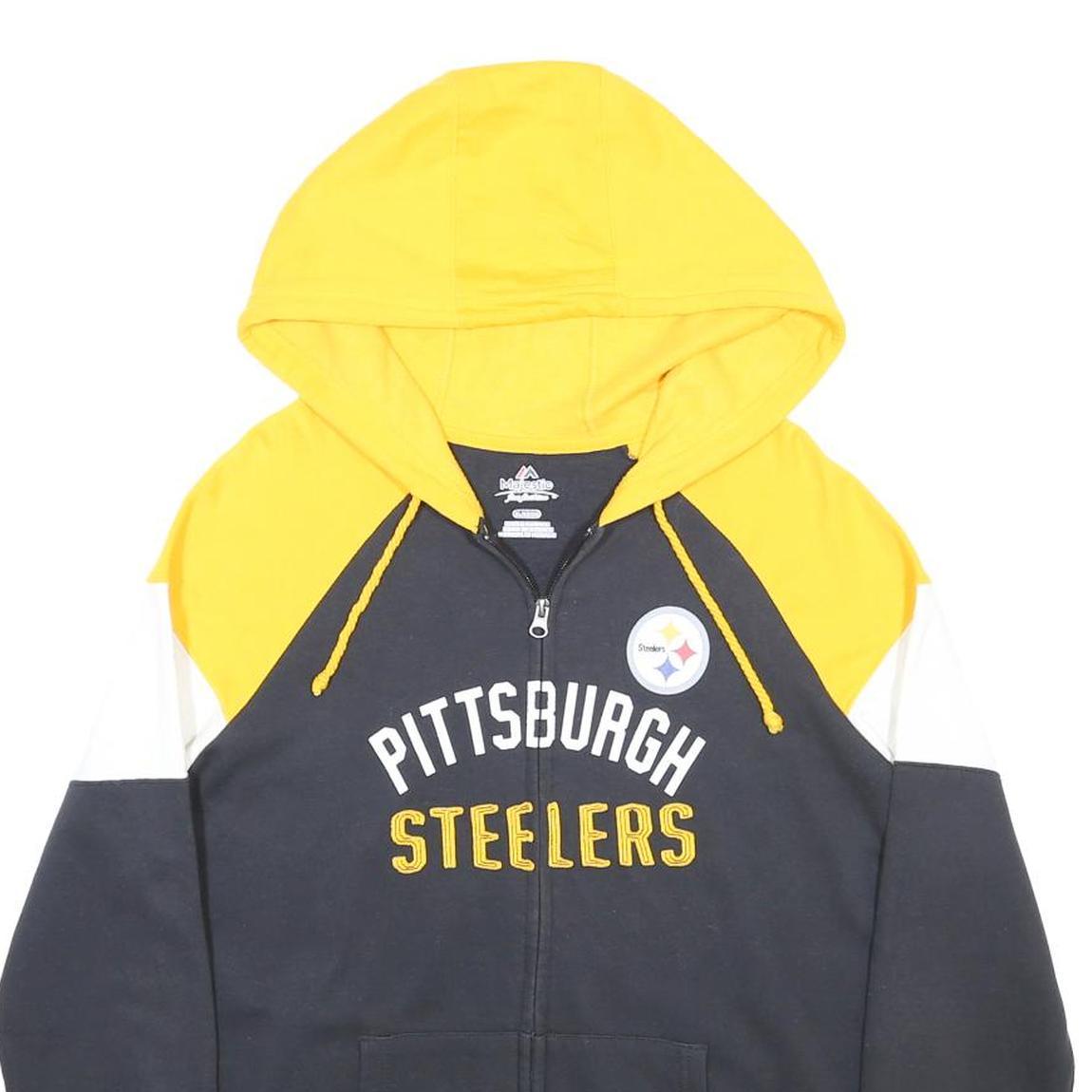 MAJESTIC Womens Black & Yellow Pittsburgh Steelers Full Zip XL Hoodie NFL