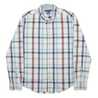 TOMMY HILFIGER Mens White Blue & Red Checked Shirt L Classic Button Down Cotton