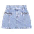 CARMAR DENIM Womens Blue Denim Mini Cotton Skirt XS Zip Pockets Casual