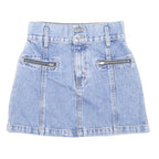 CARMAR DENIM Womens Blue Denim Mini Cotton Skirt XS Zip Pockets Casual