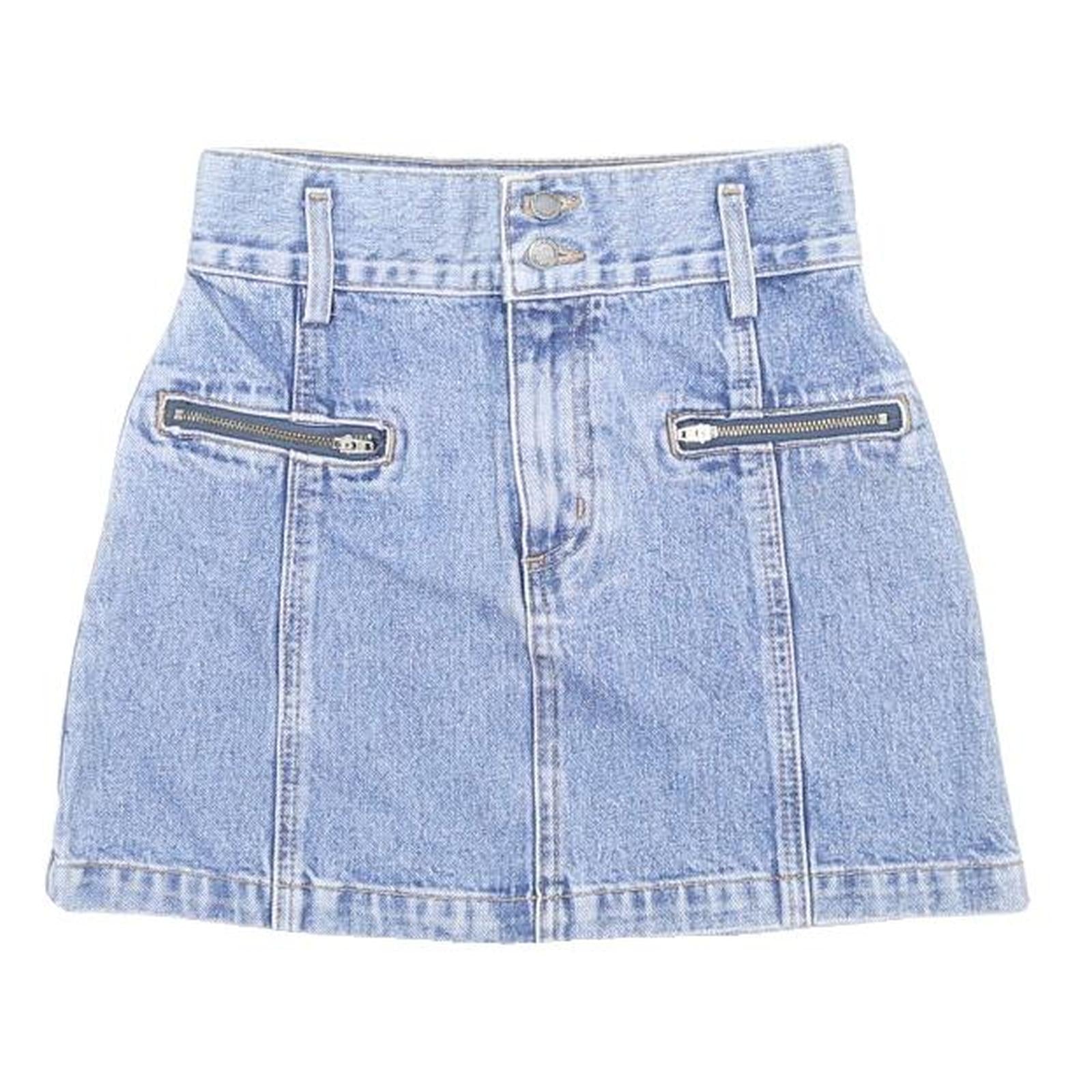 CARMAR DENIM Womens Blue Denim Mini Cotton Skirt XS Zip Pockets Casual