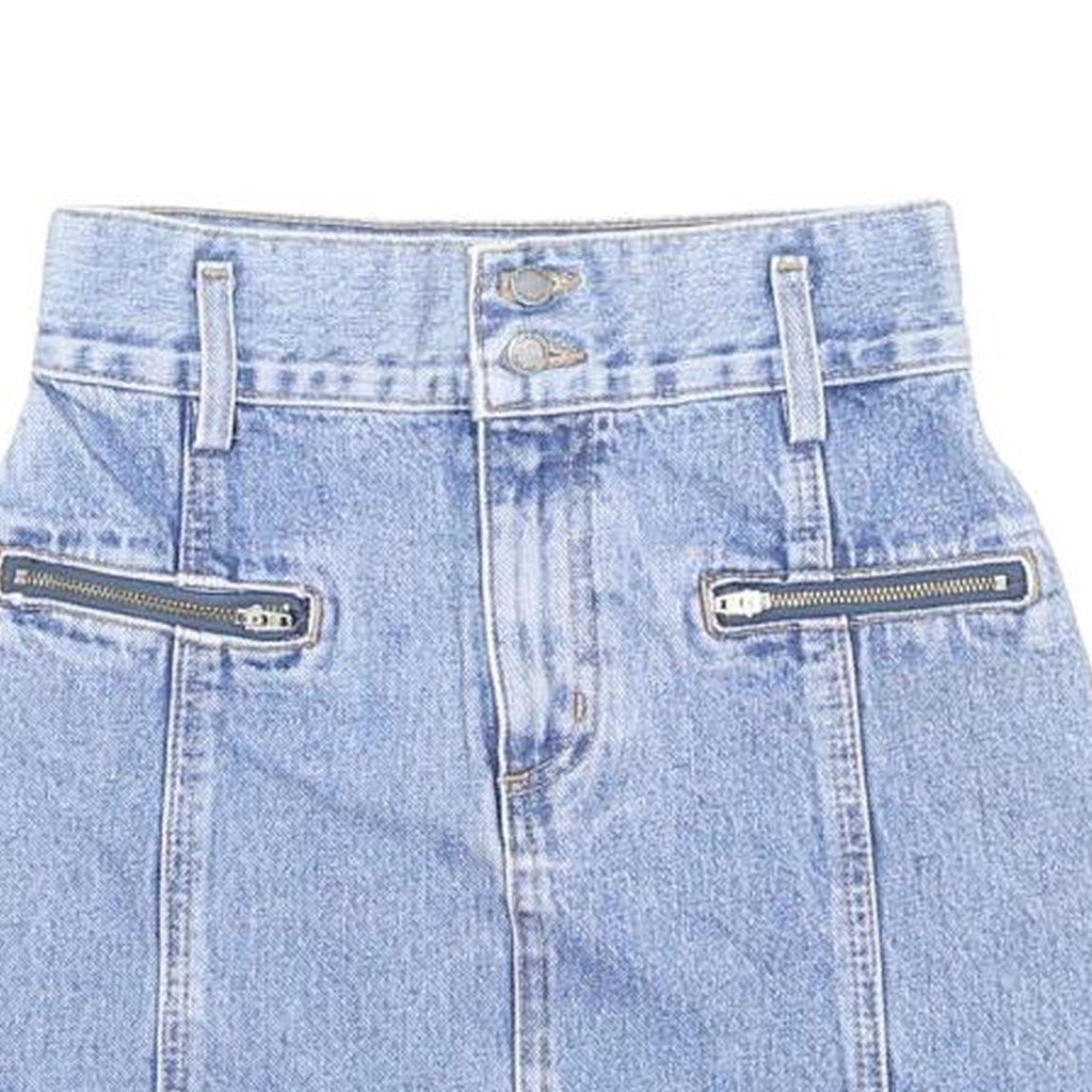 CARMAR DENIM Womens Blue Denim Mini Cotton Skirt XS Zip Pockets Casual