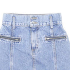 CARMAR DENIM Womens Blue Denim Mini Cotton Skirt XS Zip Pockets Casual