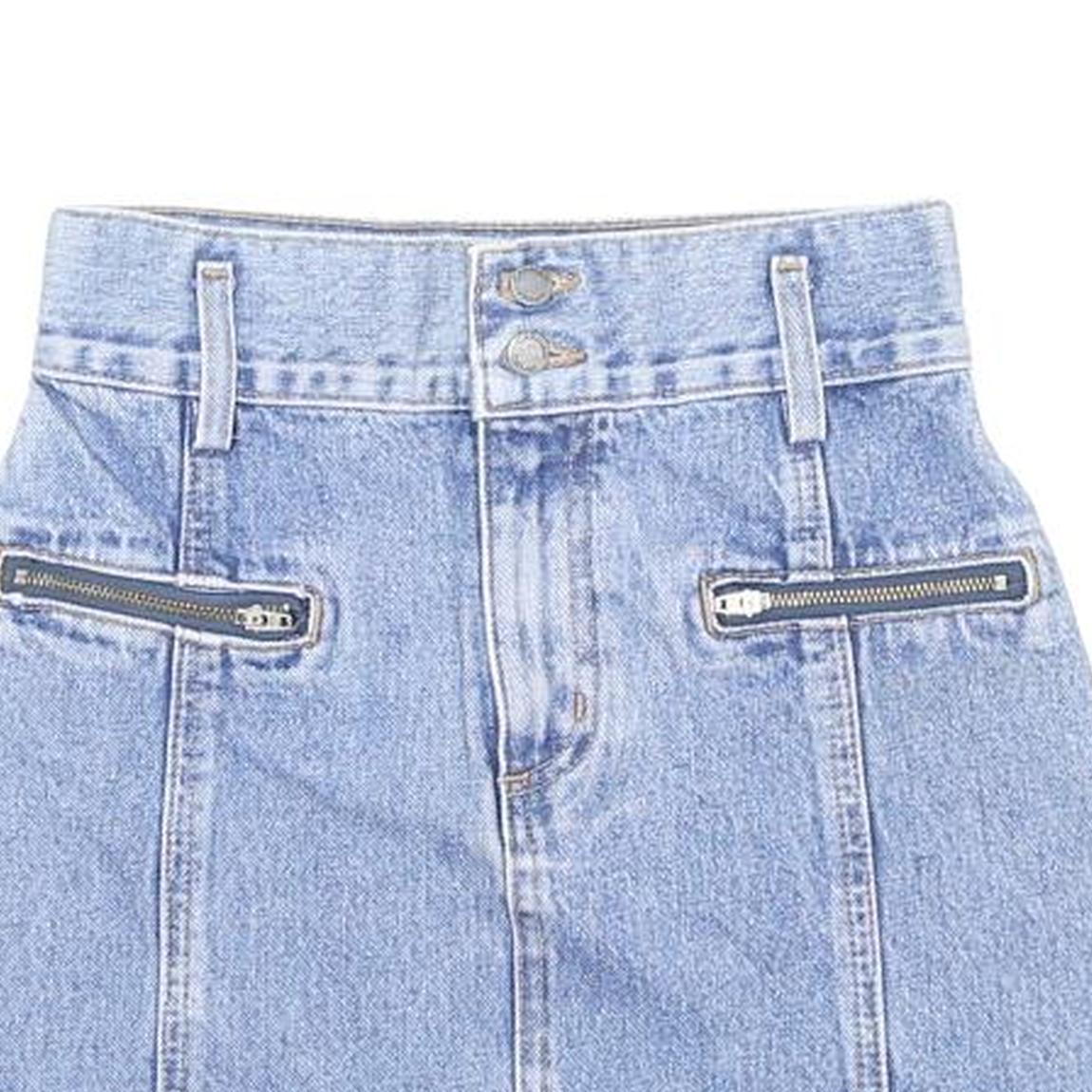 CARMAR DENIM Womens Blue Denim Mini Cotton Skirt XS Zip Pockets Casual