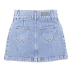 CARMAR DENIM Womens Blue Denim Mini Cotton Skirt XS Zip Pockets Casual