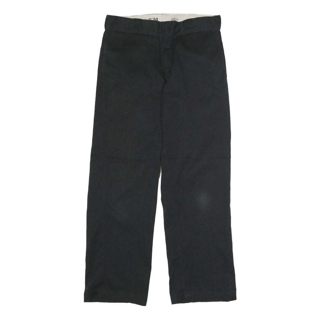 DICKIES Mens Black Classic Straight Trousers W32 L30 Workwear Durable Zip