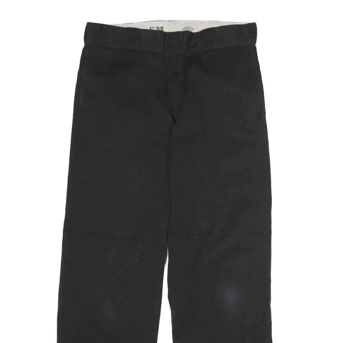 DICKIES Mens Black Classic Straight Trousers W32 L30 Workwear Durable Zip