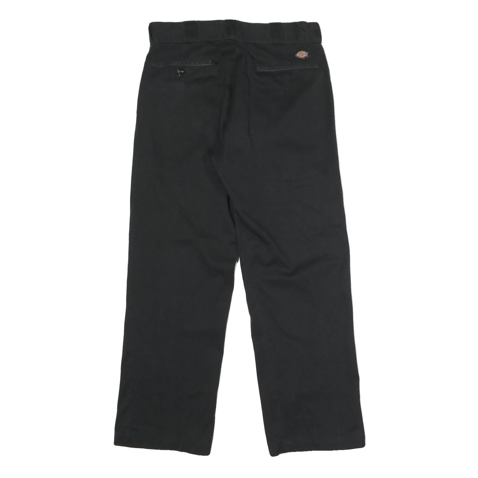DICKIES Mens Black Classic Straight Trousers W32 L30 Workwear Durable Zip
