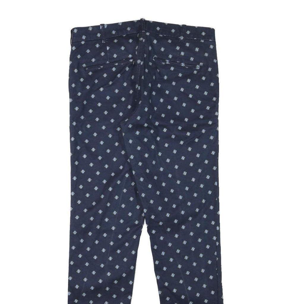 LACOSTE Mens Cotton Blend Navy Blue Slim Tapered Trousers W32 L32 Printed Logo