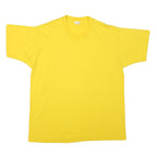 Mens Yellow Plain Cotton Blend T-Shirt XL Short Sleeve Crew Neck Casual Basic