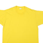 Mens Yellow Plain Cotton Blend T-Shirt XL Short Sleeve Crew Neck Casual Basic